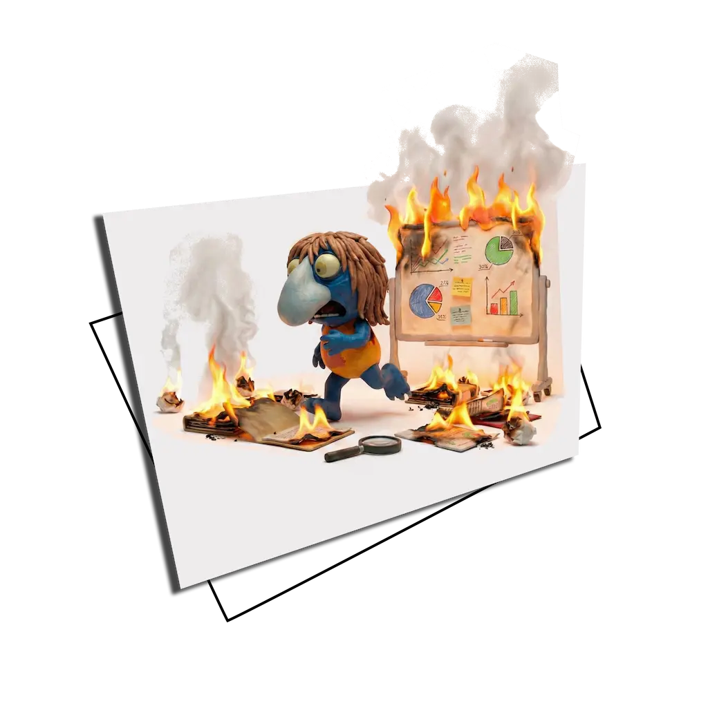 un personaje de plastilina que trabaja en una agencia de marketing digital